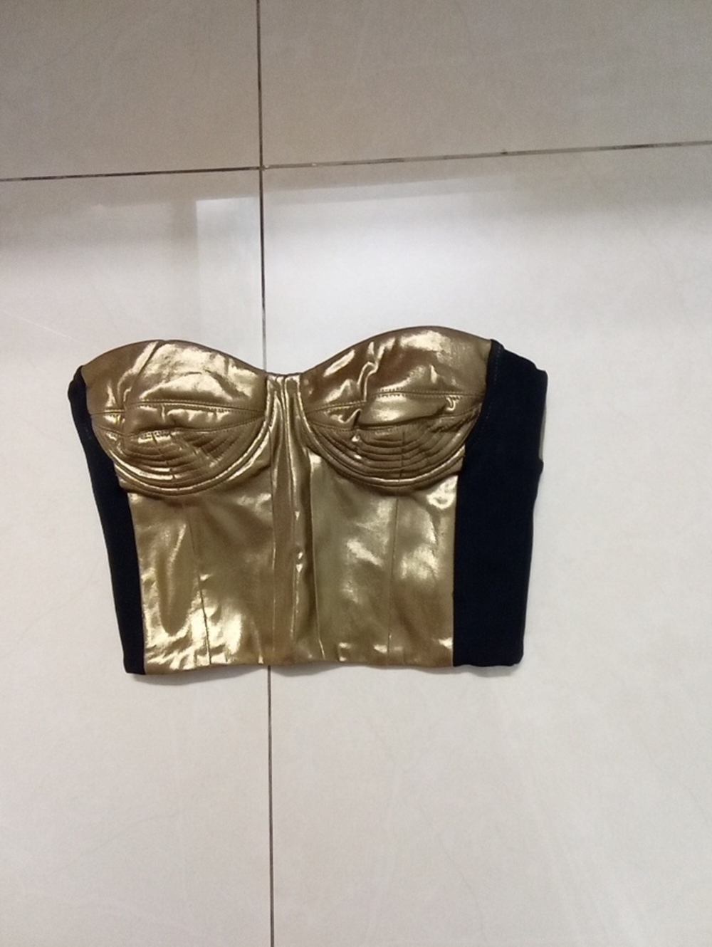 sass & bide Gold and Black Strapless Metallic Bustier